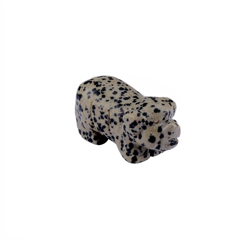 Natural Quartz Crystal Skull Carved Pig Healing Stone Wild Boar Piggy Animal Gem