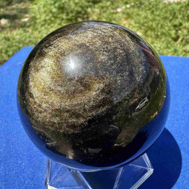 460g natural Gold obsidian sphere quartz crystal polished ball healingg550