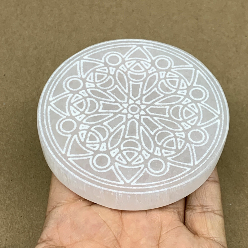 1pcs, 3.2" -3.3" Natural Selenite Crystals Carved Round gypsum @Morocco