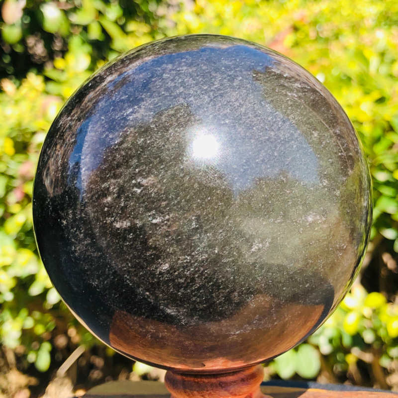 2.26LB TOP Natural Silver Obsidian Sphere Crystal quartz Ball Healing 796