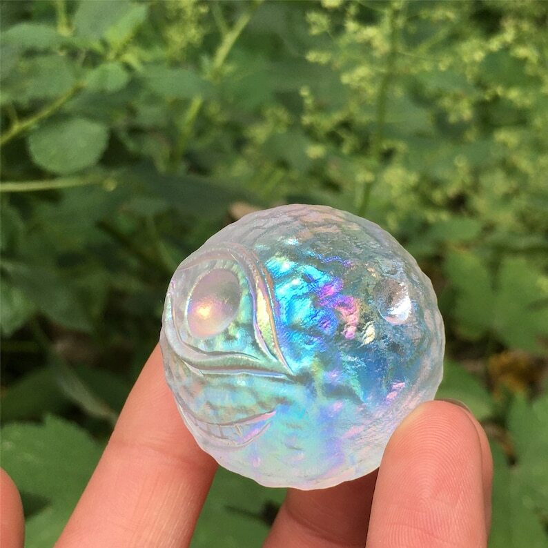 1PC Titanium Rainbow Melting stone ball Quartz Mysterious Eyeball Reiki Heal