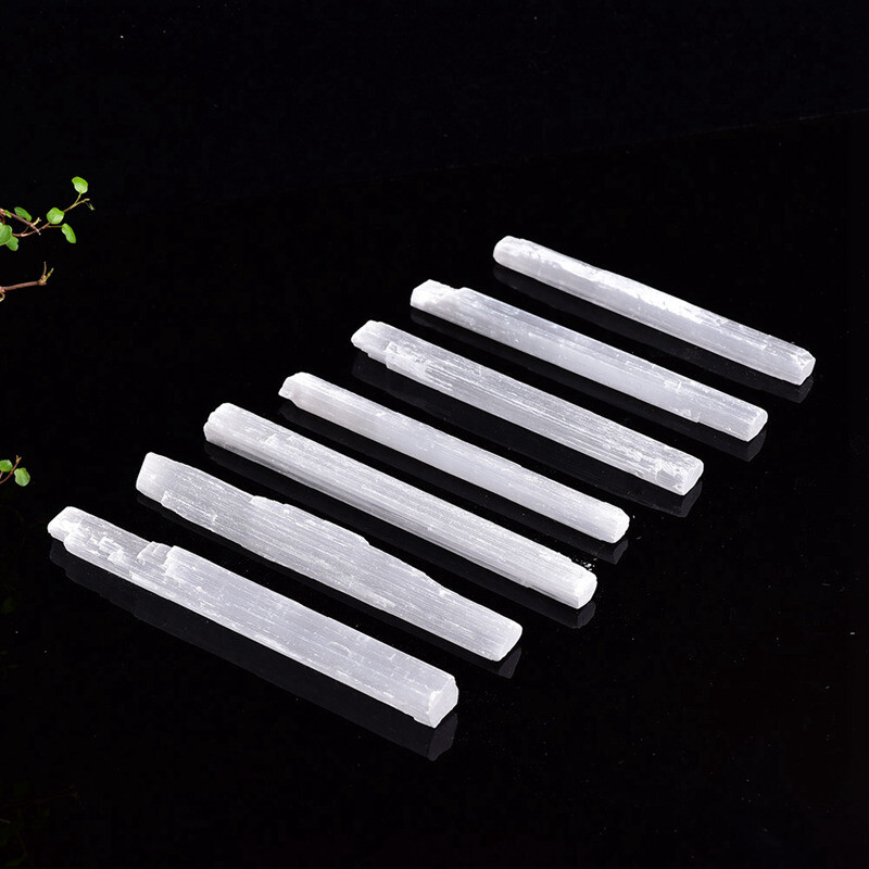 10Pcs Natural Quartz Selenite Stick Wand White Gypsum Crystal Point Stone Blades