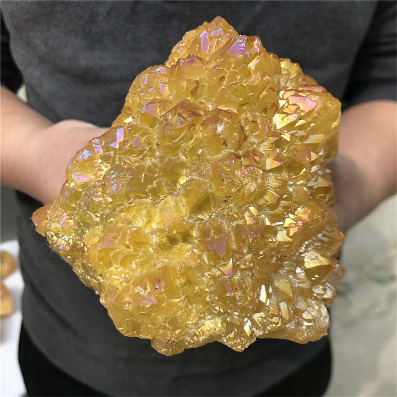 1.25kg Electroplate Rainbow cluster quartz crystal mineral specimen reiki healin