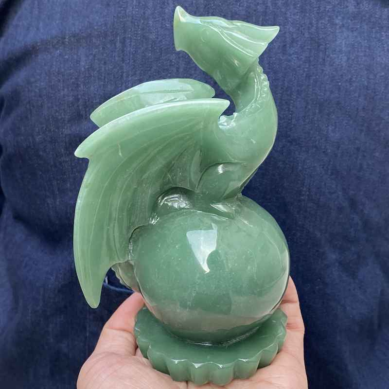 0.83kg Natural aventurine dragon skull carved Quartz Crystal skull Healing