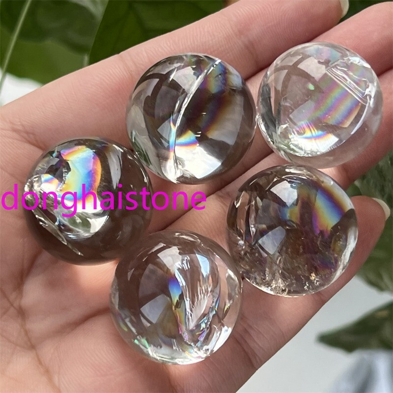 Top 1pc Natural clear Quartz sphere Rainbow Crystal Ball Mineral healing 20mm+