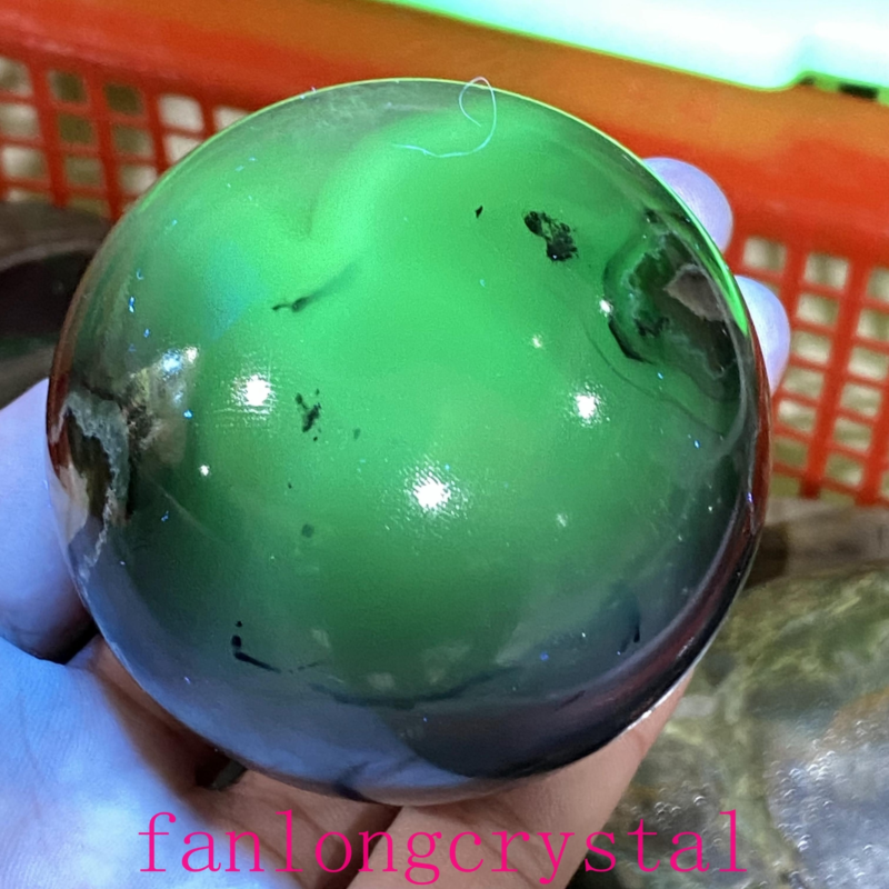 1pc Natural Fluorescent agate Ball Quartz Crystal Polished Sphere healing 55mm
