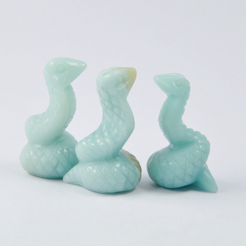 Natural Quartz Crystal Carved Snake Viper Healing Stone Cobra Animal Decor Reiki
