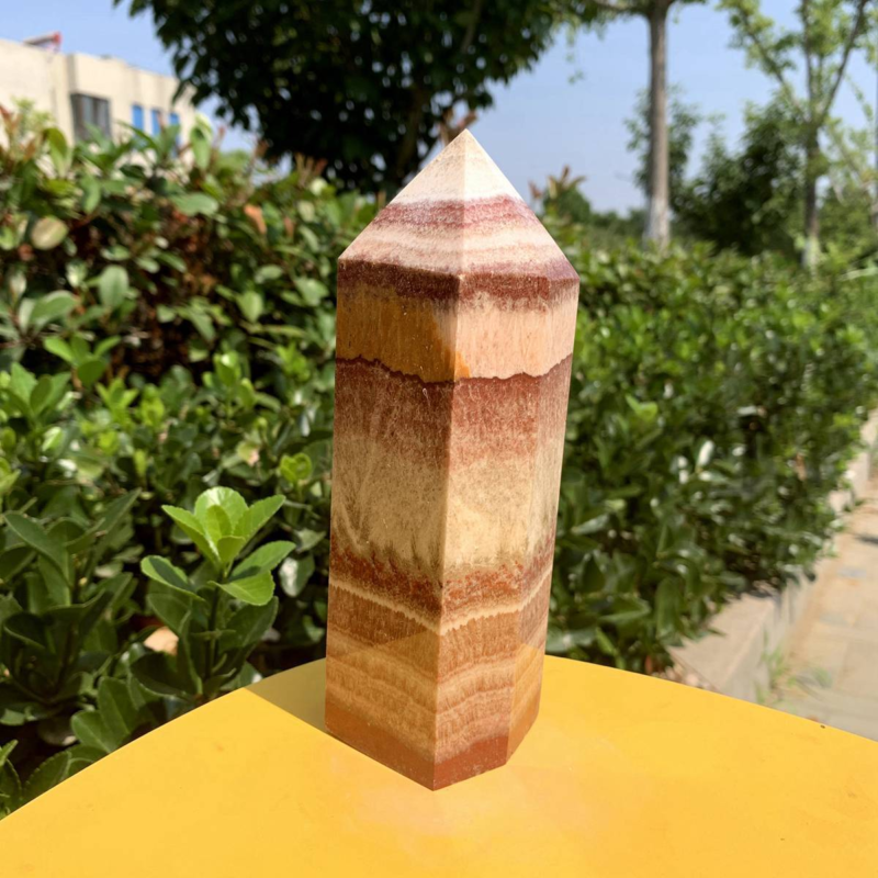 920g Natural Pork Stone Quartz Obelisk Crystal Wand Point Tower Reiki Healing