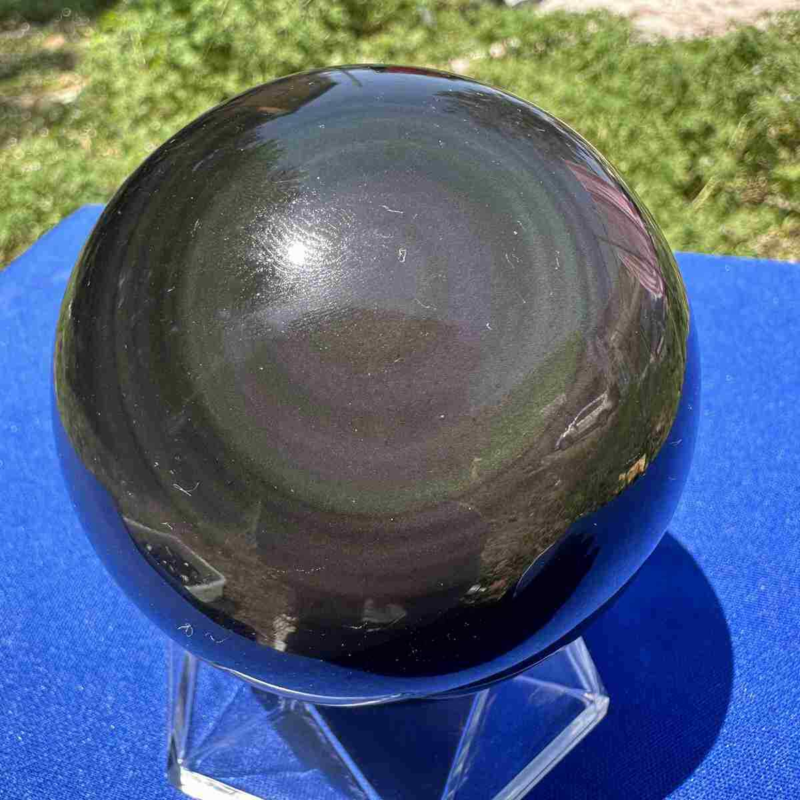 520g natural rainbow obsidian sphere cat's eye quartz crystal ball healing