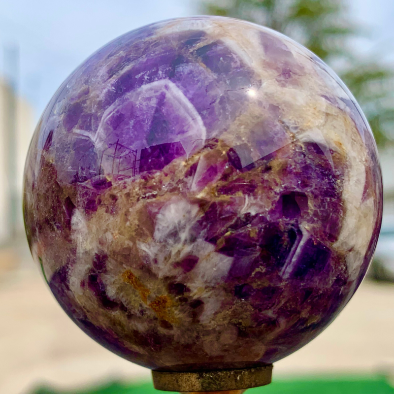 202G Natural beautiful Dream Amethyst Quartz Crystal Sphere Ball Healing