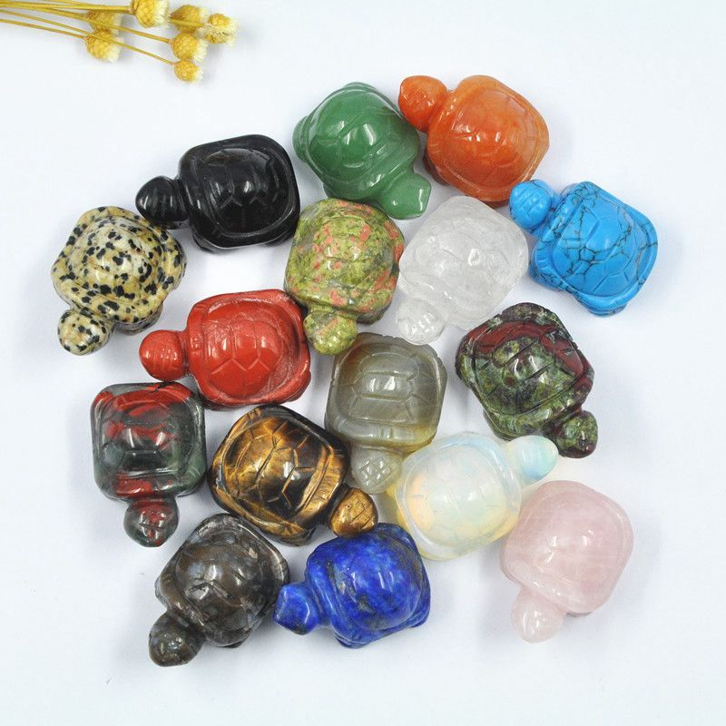 Natural Quartz Crystal Carved Longevity Tortoise Healing Gemstone Animal Turtle