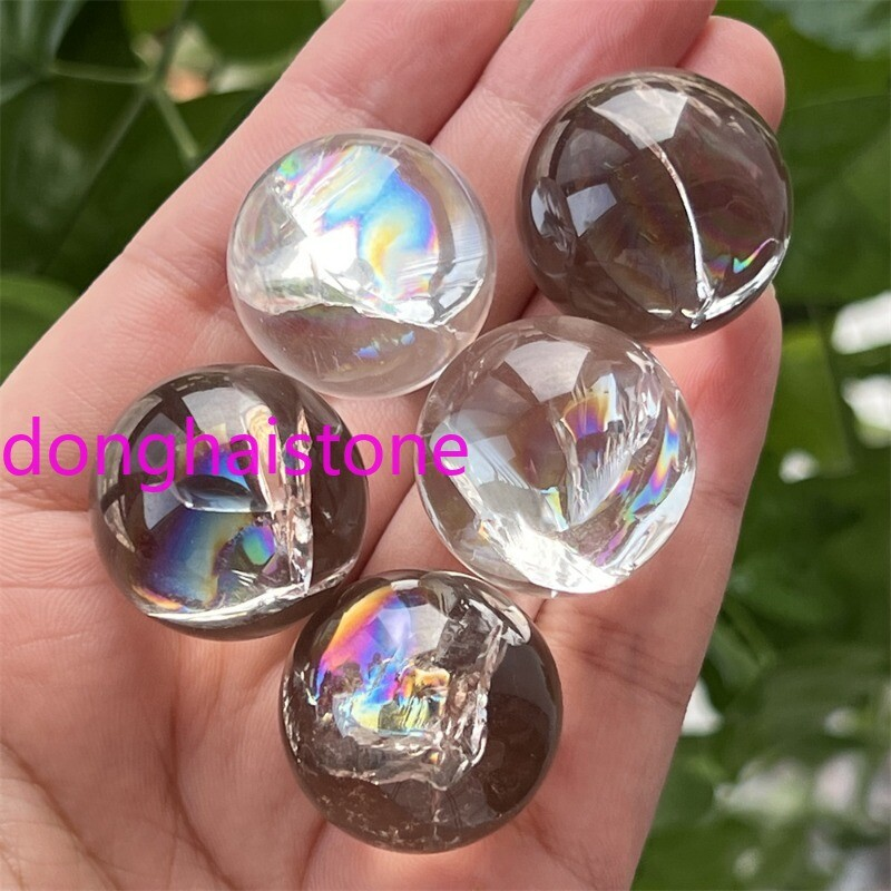 Top 1pc Natural clear Quartz sphere Rainbow Crystal Ball Mineral healing 20mm+