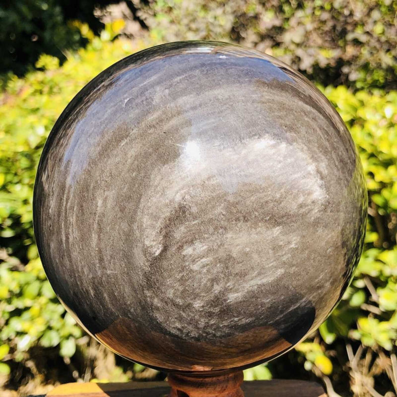 2280G HUGE Natural Silver Obsidian Sphere Crystal quartz Ball Healing 778