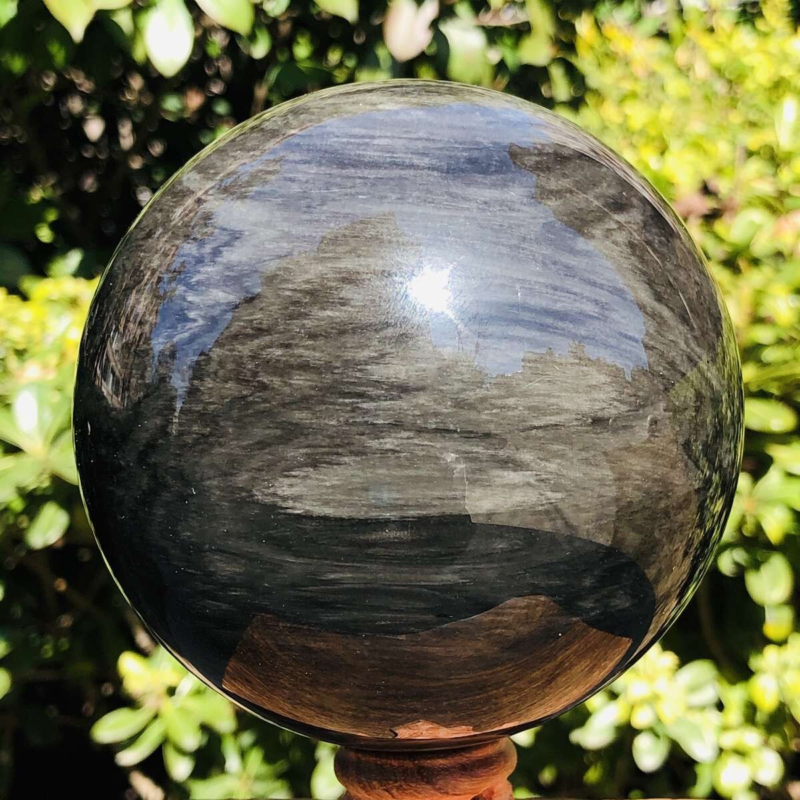1360G HUGE Natural Silver Obsidian Sphere Crystal quartz Ball Healing 799