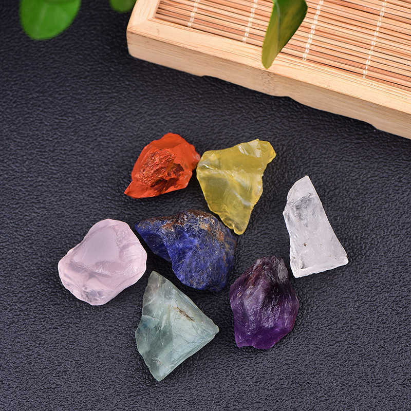 10Sets 7 Chakra Crystal Stone Set Natural Rock Quartz Balance Gemstone W/ Pouch