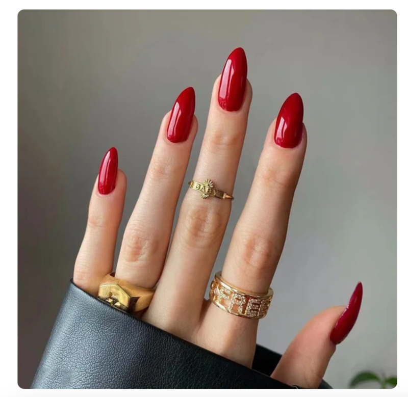 24 Full Colour Press On False Nails With Glue Reusable Mid Length Stiletto Tips