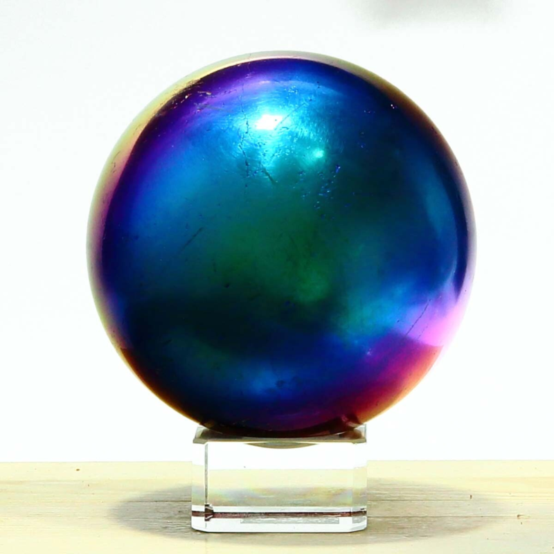 648g Natural Crystal Electroplated Rainbow Crystal Ball Quartz Sphere Healing