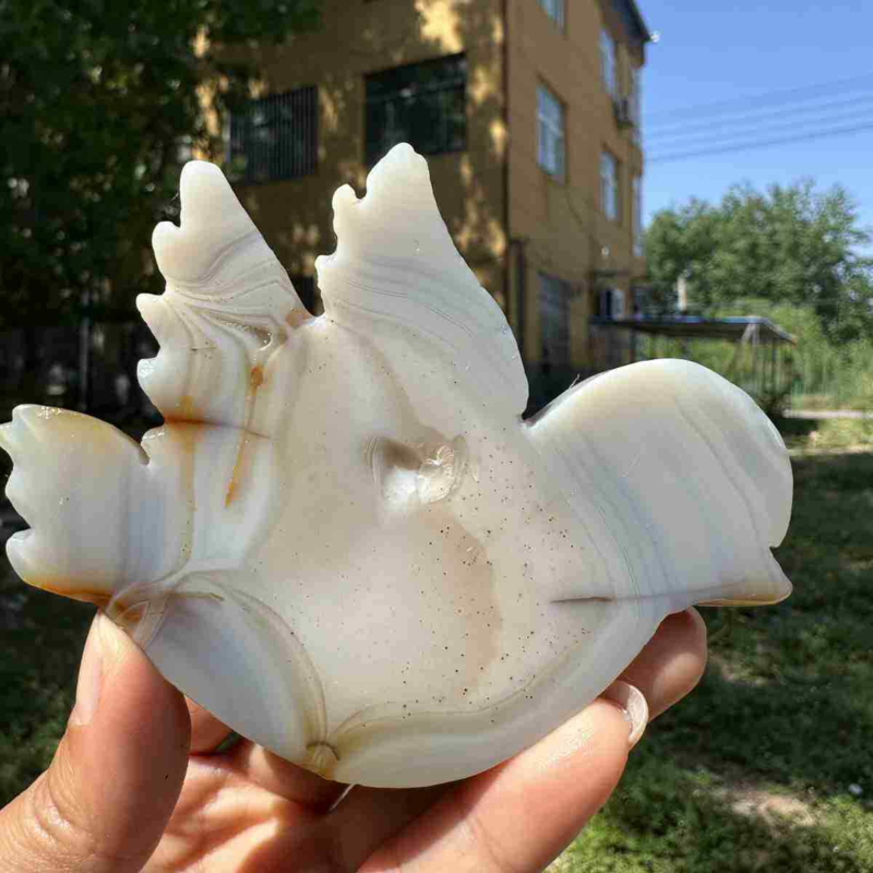 135g natural agate hand carved bird skull quartz crystal cluster reiki
