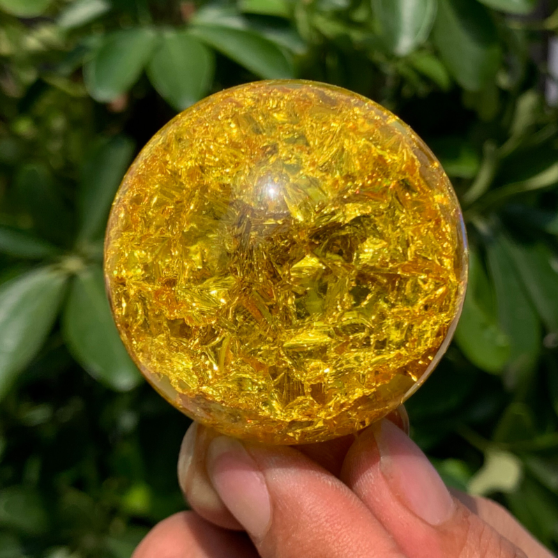 165G Natural Titanium Rainbow Quartz sphere Crystal ball Healing