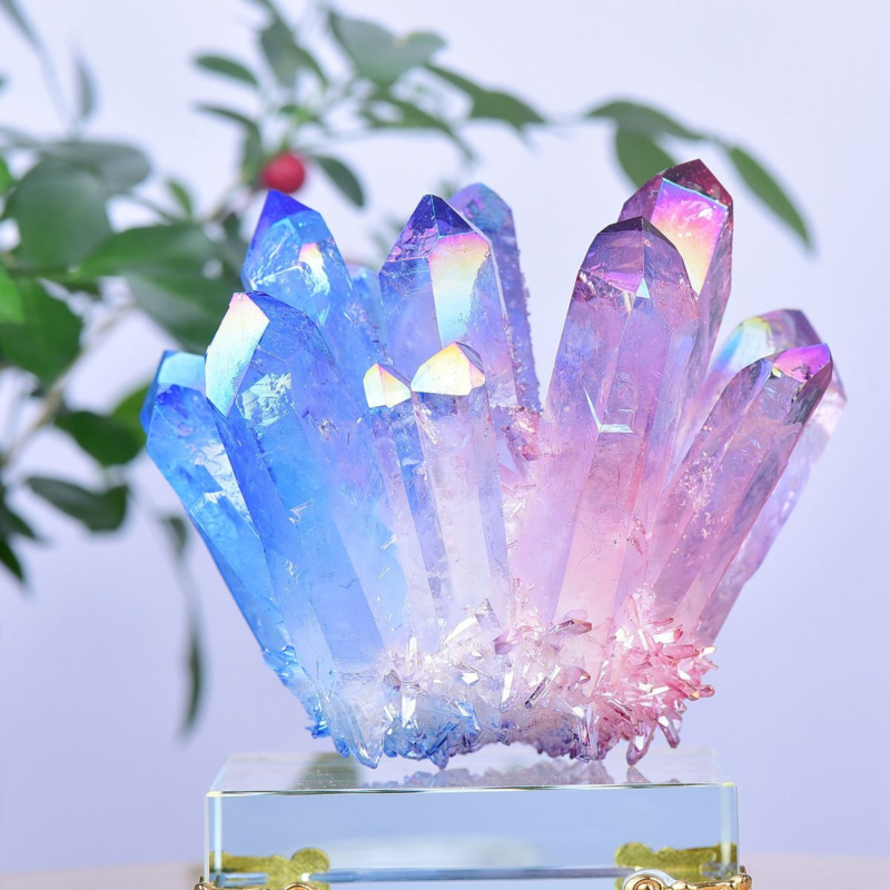 1.49LB Electroplated Color Crystal Cluster Crystal Mineral Reiki Healing