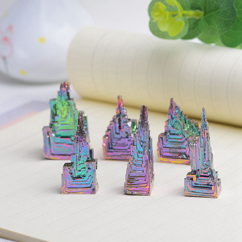 Natural Rainbow Aura Titanium Bismuth Healing Crystal Gemstone Specimens Reiki