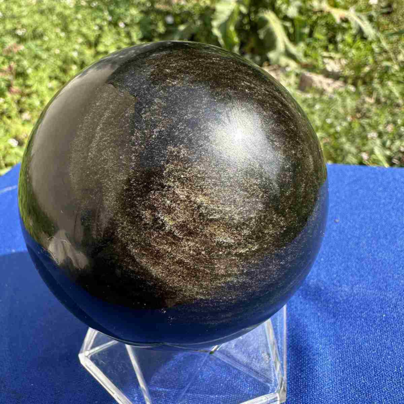 625g natural Gold obsidian sphere quartz crystal polished ball healingg