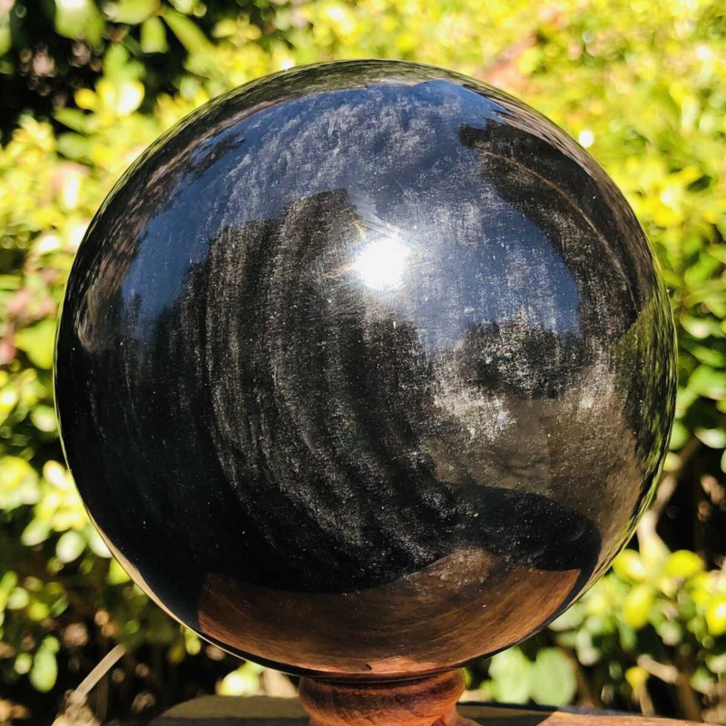 1390G HUGE Natural Silver Obsidian Sphere Crystal quartz Ball Healing 798