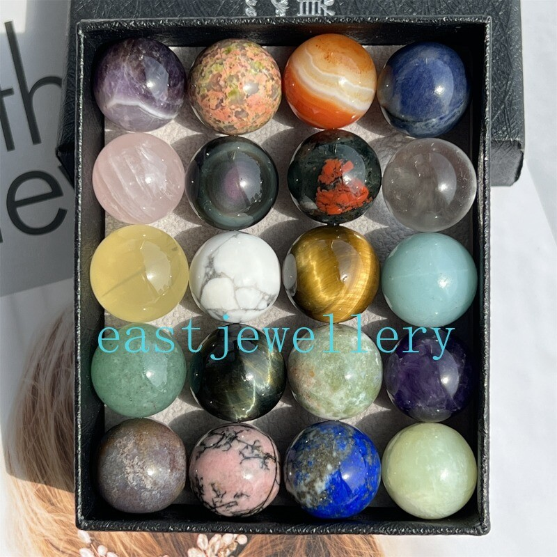 10pcs Natural Mixed Sphere Quartz Crystal Carved Gem Ball Reiki Healing 15mm+
