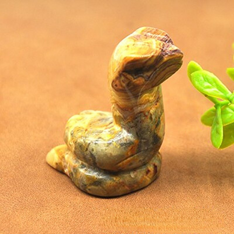 Natural Quartz Crystal Carved Snake Viper Healing Stone Cobra Animal Decor Reiki