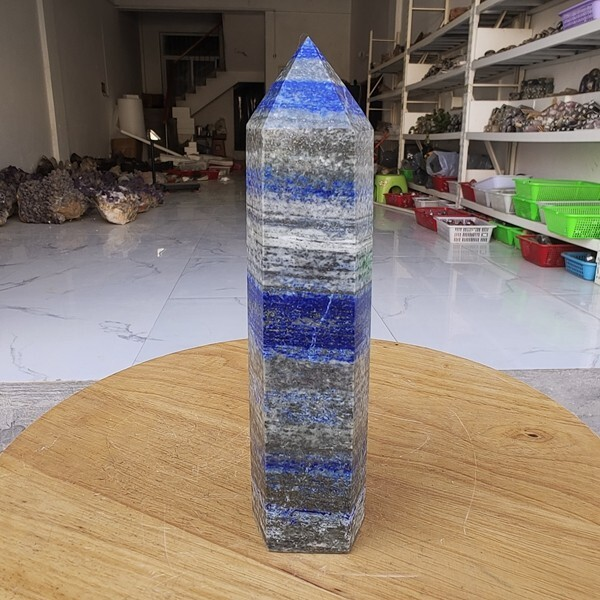 655g Natural Rock Lapis Lazuli Quartz Crystal Stone Point Healing Wand Obelisk