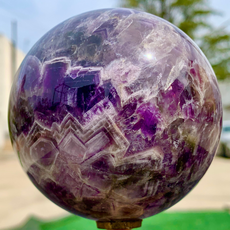1.76LB Natural beautiful Dream Amethyst Quartz Crystal Sphere Ball Healing