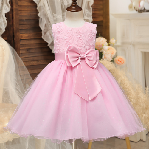 Baby Champagne Baptism Dress Cute Girl Sequin Puff Sleeve Fairy 1 Year Birthday