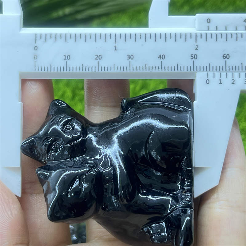 1pc Natural obsidian cat skull hand carved Quartz Crystal animal skull Reiki Hea