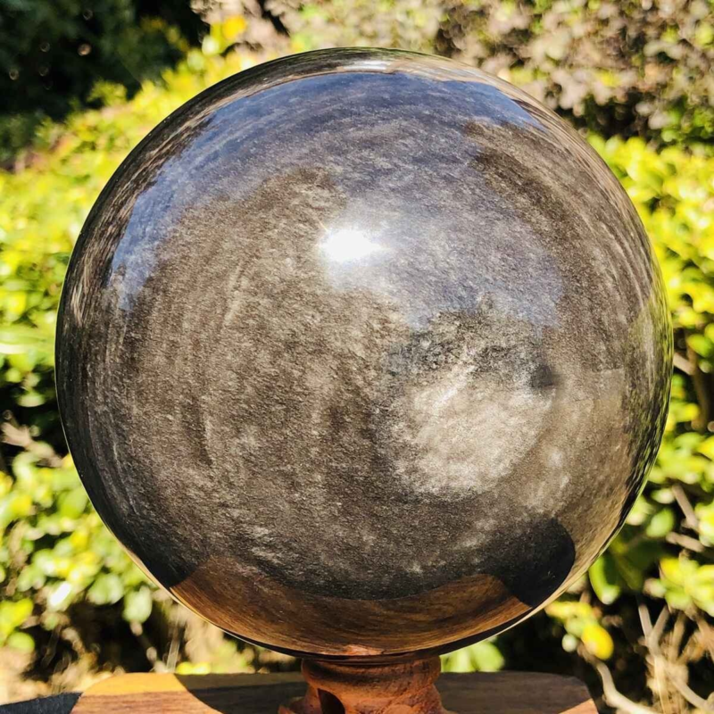 2280G HUGE Natural Silver Obsidian Sphere Crystal quartz Ball Healing 778