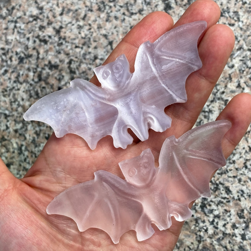 TOP 2.5”+ Natural Gypsum Selenite quartz bat hand carved crystal healing 1PC