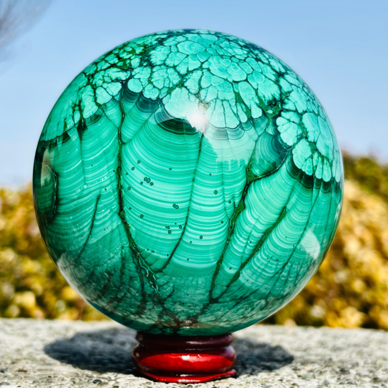 2.7LB Natural Malachite Quartz Sphere Crystal Ball Decoration Collection Gift