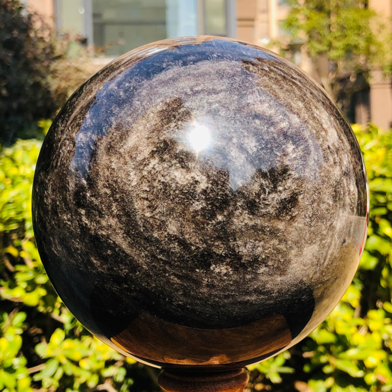5.12LB Natural Silver Obsidian Sphere Crystal quartz Ball Healing