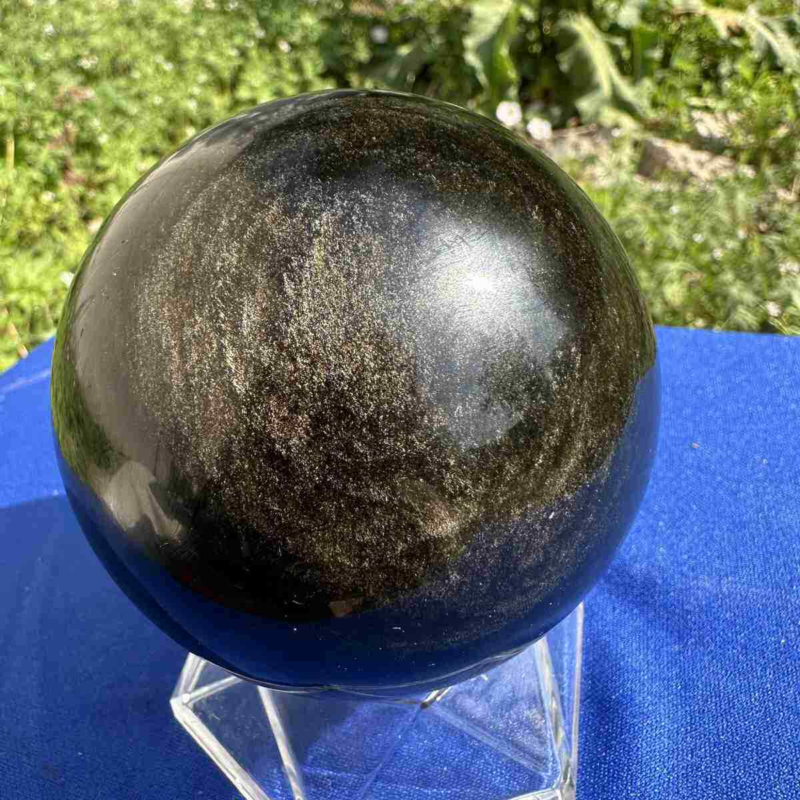 625g natural Gold obsidian sphere quartz crystal polished ball healingg