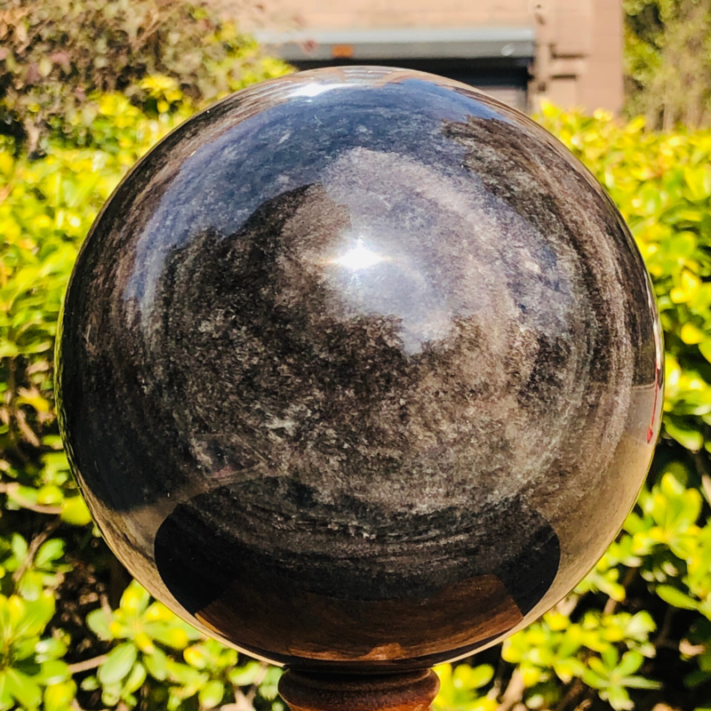 5.39LB TOP Natural Silver Obsidian Sphere Crystal quartz Ball Healing 788