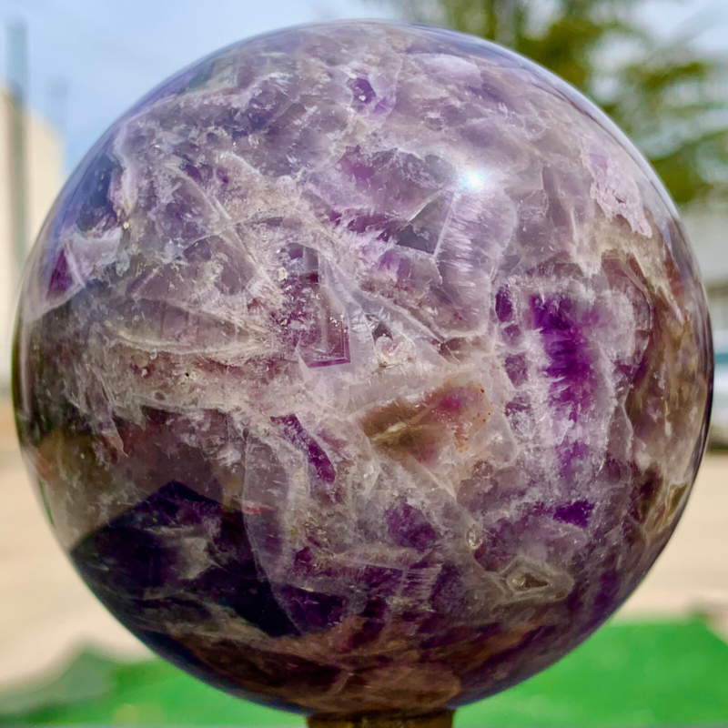 1.76LB Natural beautiful Dream Amethyst Quartz Crystal Sphere Ball Healing
