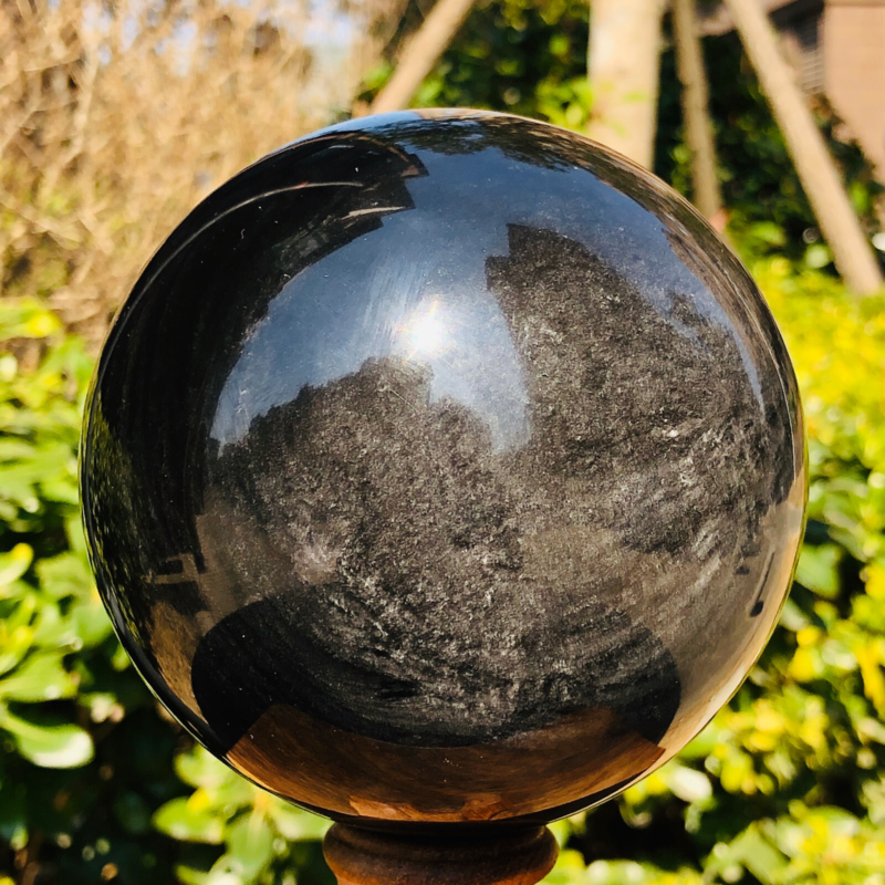 2.99LB TOP Natural Silver Obsidian Sphere Crystal quartz Ball Healing 786