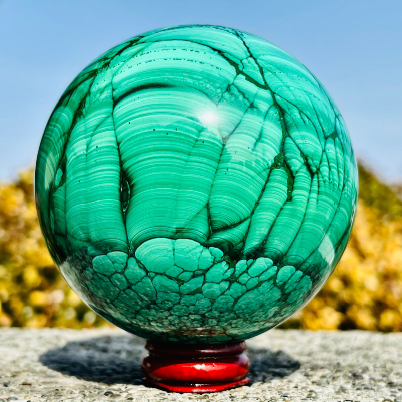 2.7LB Natural Malachite Quartz Sphere Crystal Ball Decoration Collection Gift