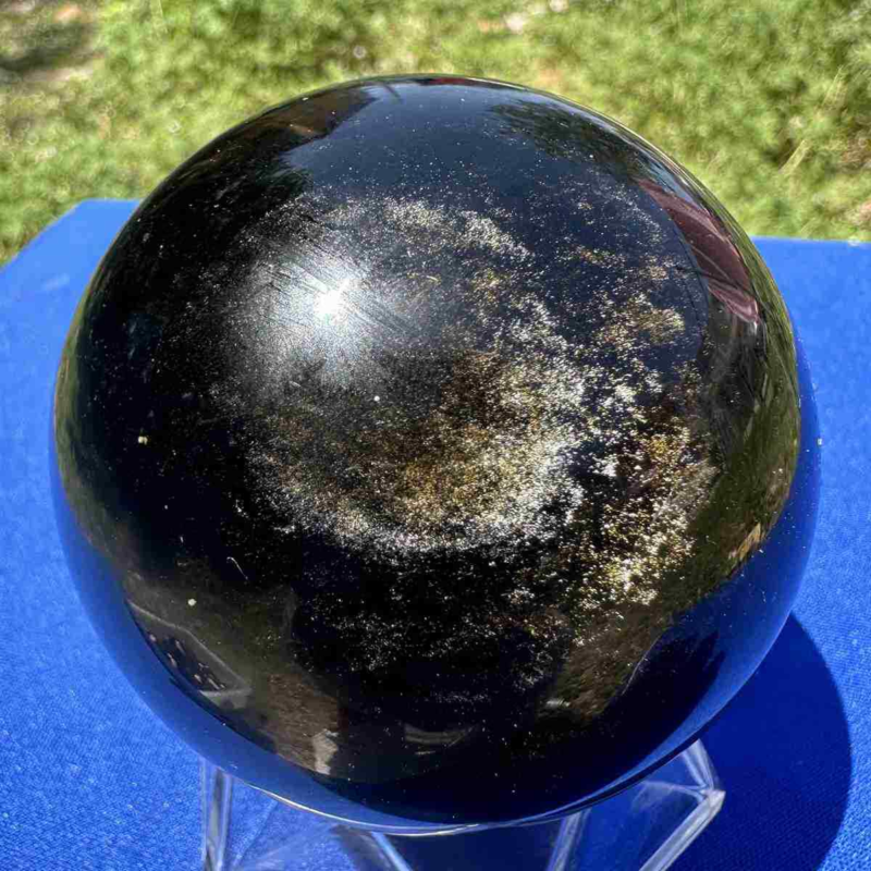 460g natural Gold obsidian sphere quartz crystal polished ball healingg550