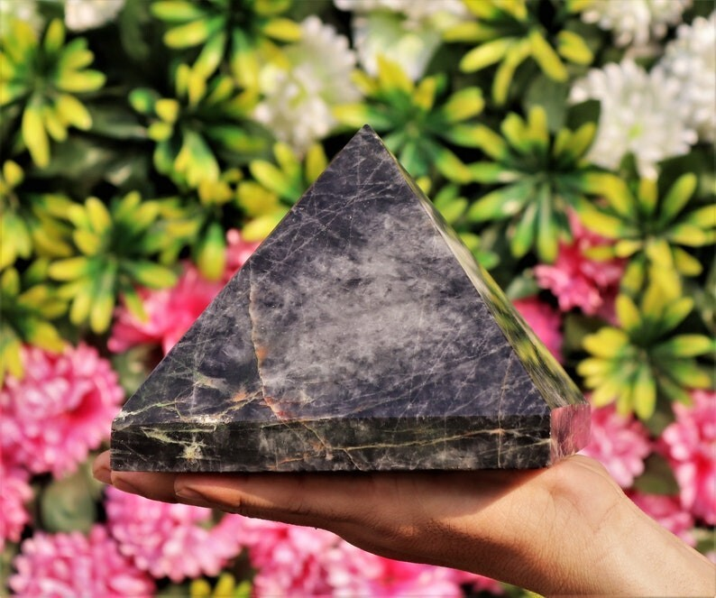 Huge 150MM Natural Black Moonstone Rock Healing Power Metaphysical Aura Pyramid