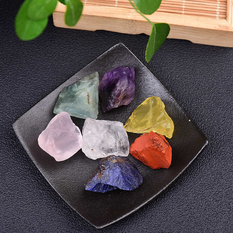 10Sets 7 Chakra Crystal Stone Set Natural Rock Quartz Balance Gemstone W/ Pouch