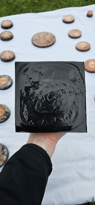 Orgonite Pyramid 6" x 6" x 6" copper coil, metal powder, quartz