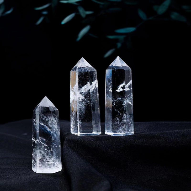 Natural Crystal Point Wand Tower Column Chakra Obelisk Quartz Healing Stone Rock