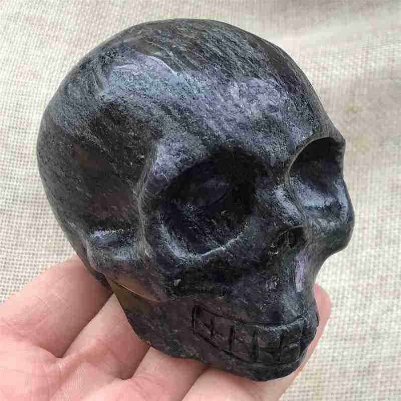 0.56kg Natural black jade quartz skull carved Quartz Crystal skull Healing