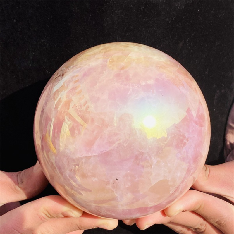 2210g Rose Crystal Ball Treasure electroplated Powder Energy Healing Sphere