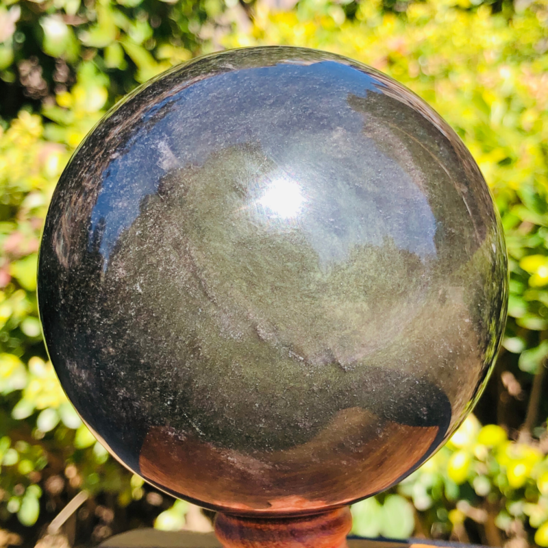 2.26LB TOP Natural Silver Obsidian Sphere Crystal quartz Ball Healing 796
